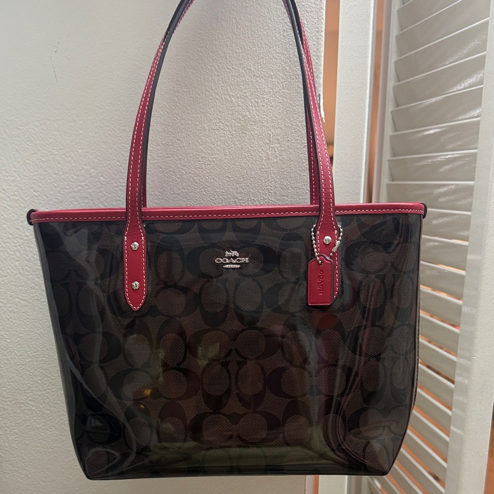 Coach Black and Red Signature Tote